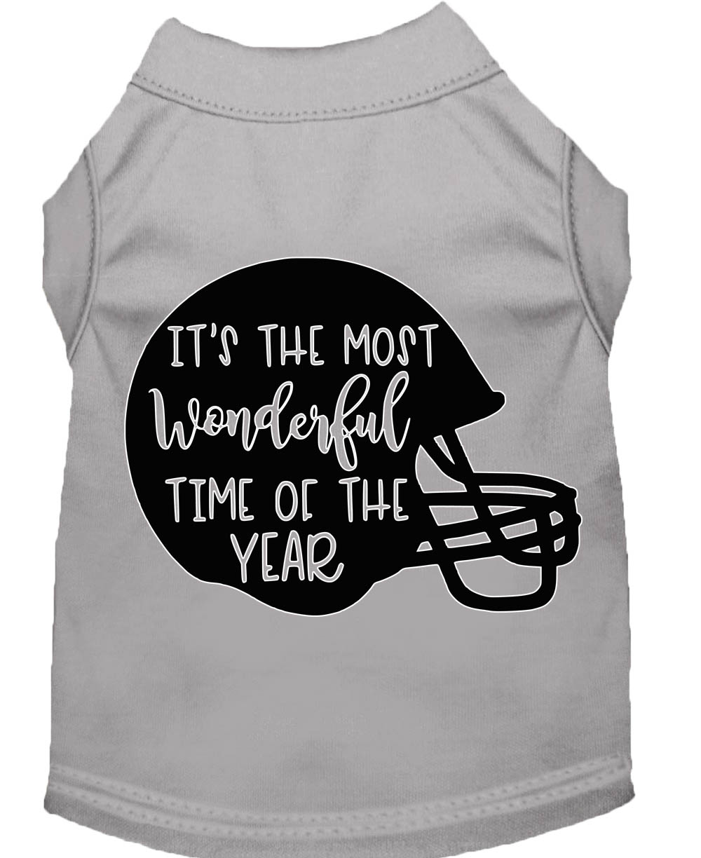 Most Wonderful Time of the Year (Football) Screen Print Dog Shirt Grey Med
